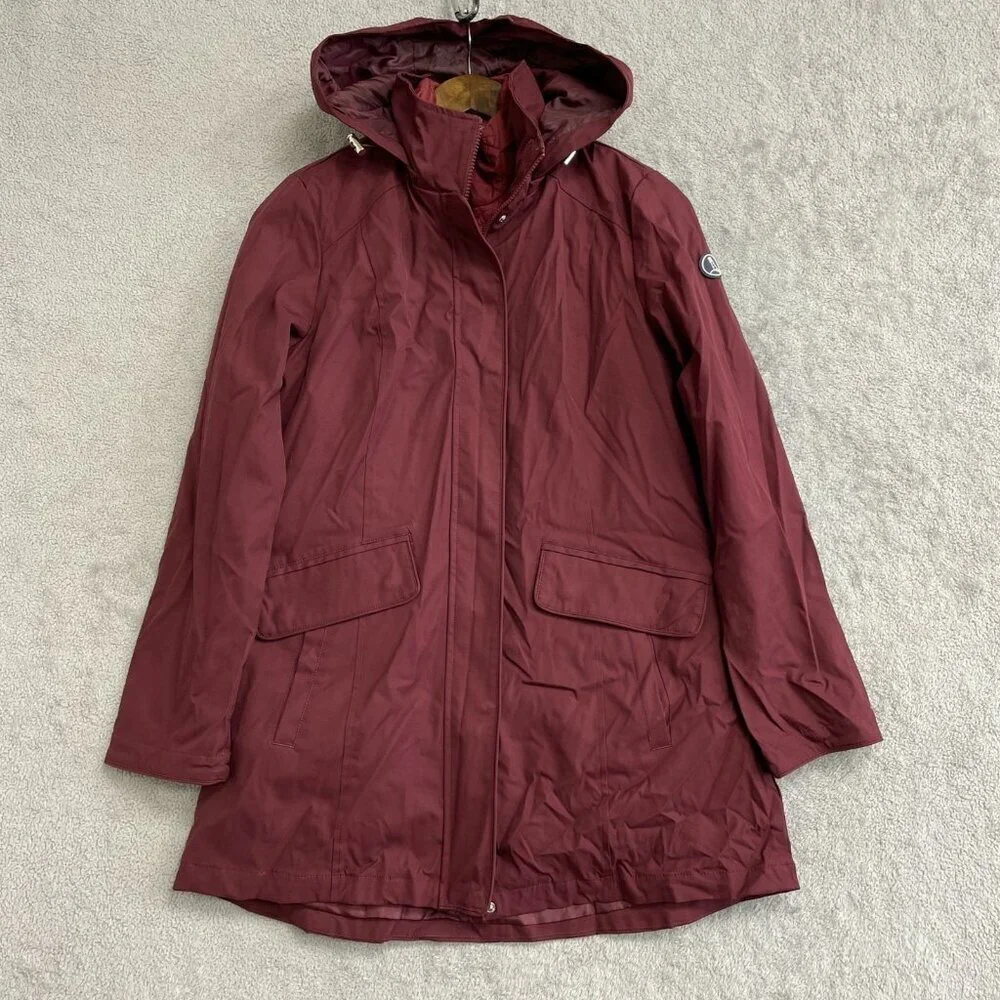 NWOT Lands' End 2 in 1 Jacket Women's S Burgundy Quilted Hooded Parka Coat